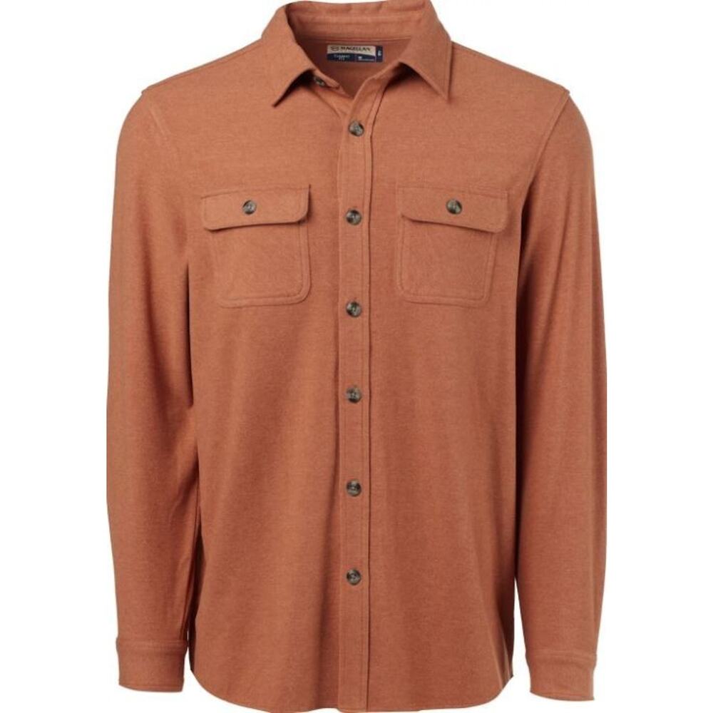 Magellan Outdoors Men's Campfire Long Sleeve Shirt Jacket in Mosque Bisque 3XL